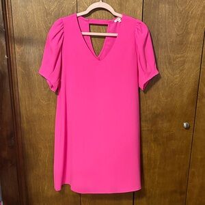 Vibrant Pink V-Neck Dress